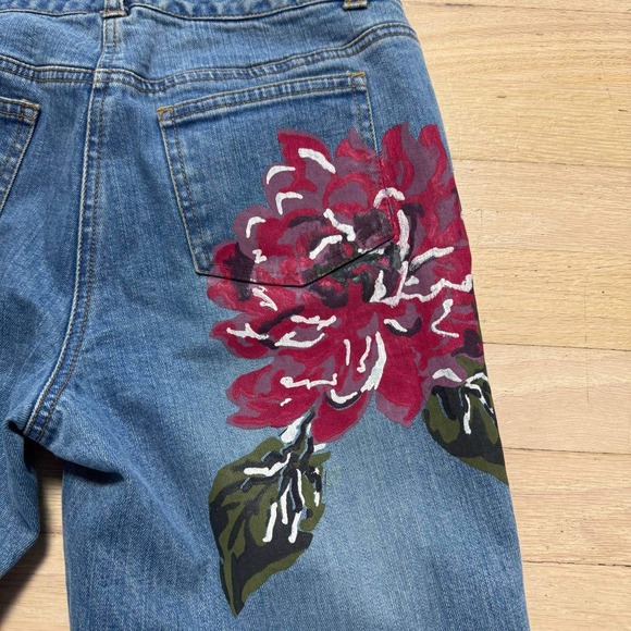 INC International Concepts Womens Floral Painted Straight Leg Jeans Blue Denim 6 - Picture 9 of 9